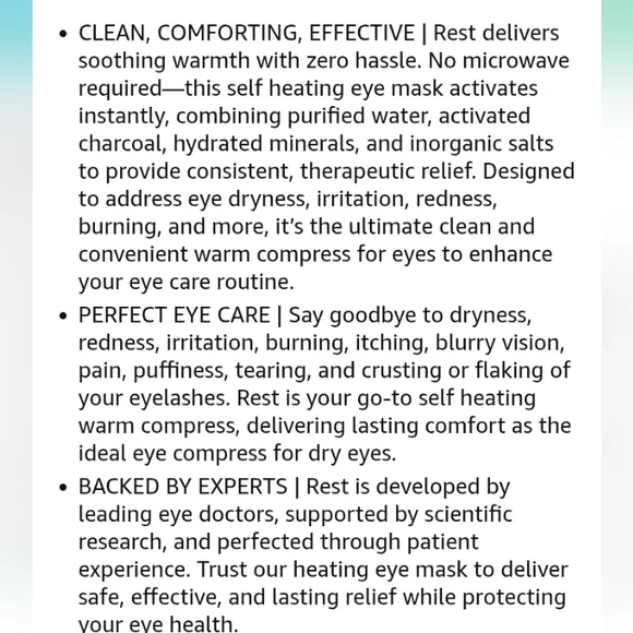 Cornea Care Rest Self-Heating Eye Masks, Pack of 6 NEW - Picture 5 of 14